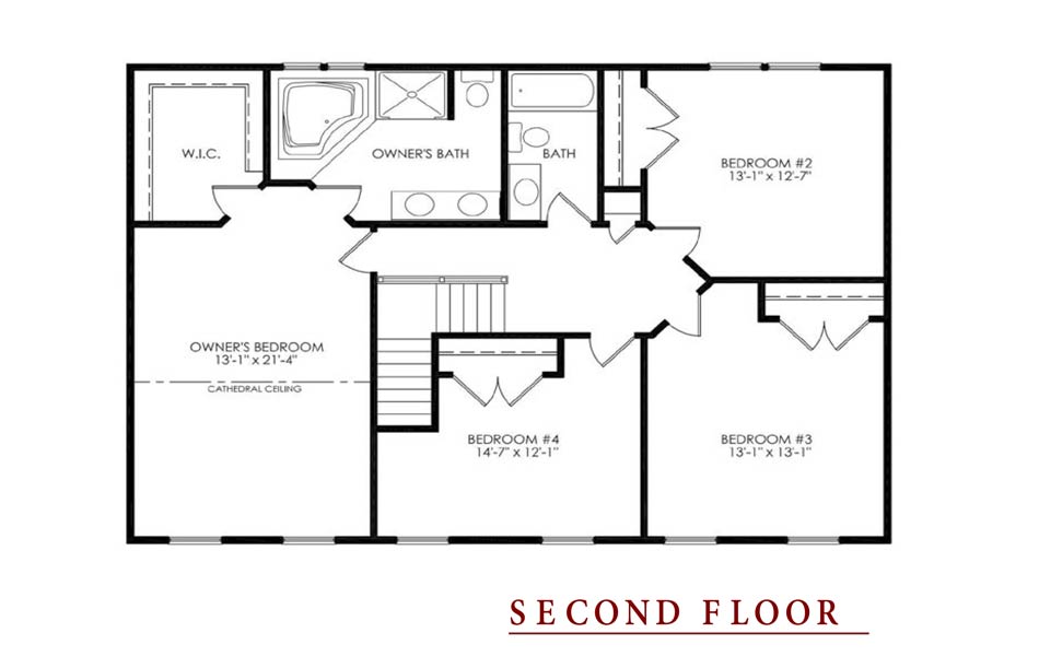 The Princeton second floor plan by Ryan Legacy Homes