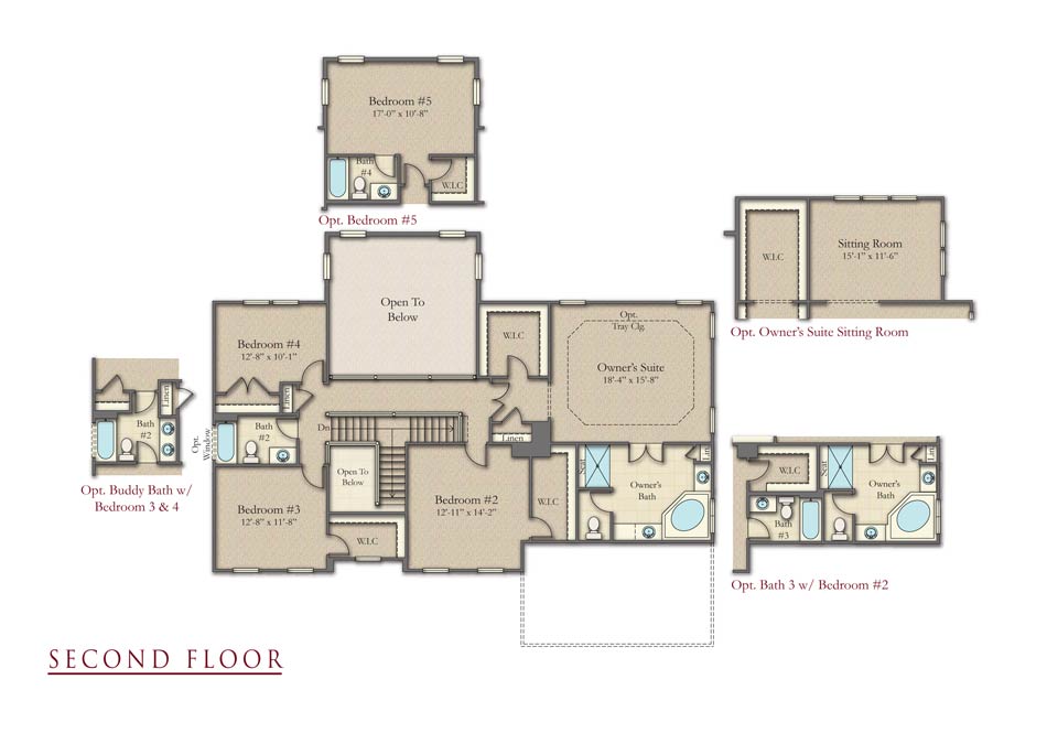 The Radford second floor plan by Ryan Legacy Homes